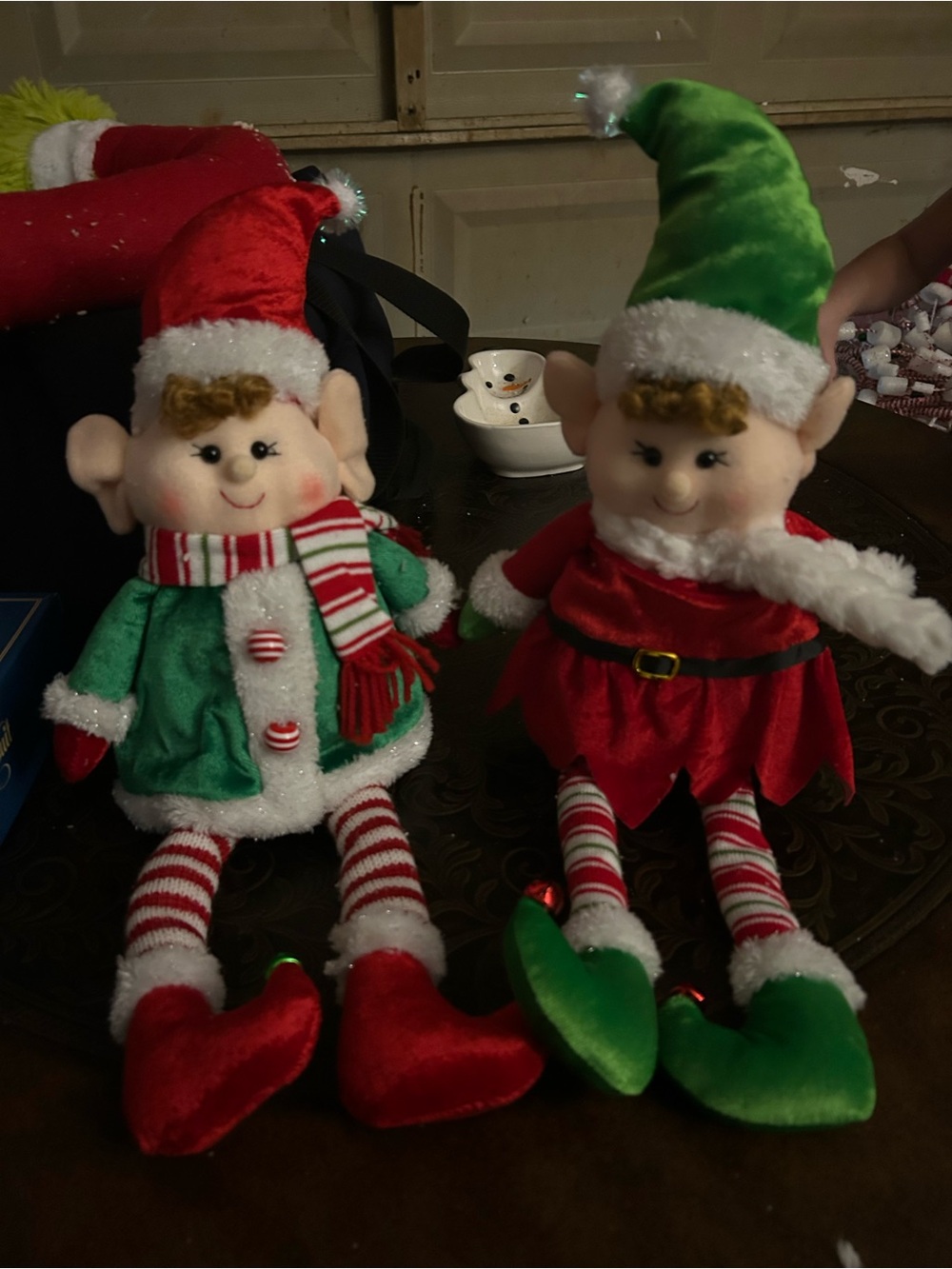 Holiday Elf Plush Duo - Red & Green Festive Figures - Picture 2 of 2